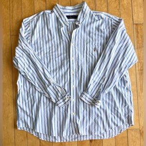 Ralph Lauren Striped Blue & White Classic Fit Button‑Down Shirt – Size 3XL